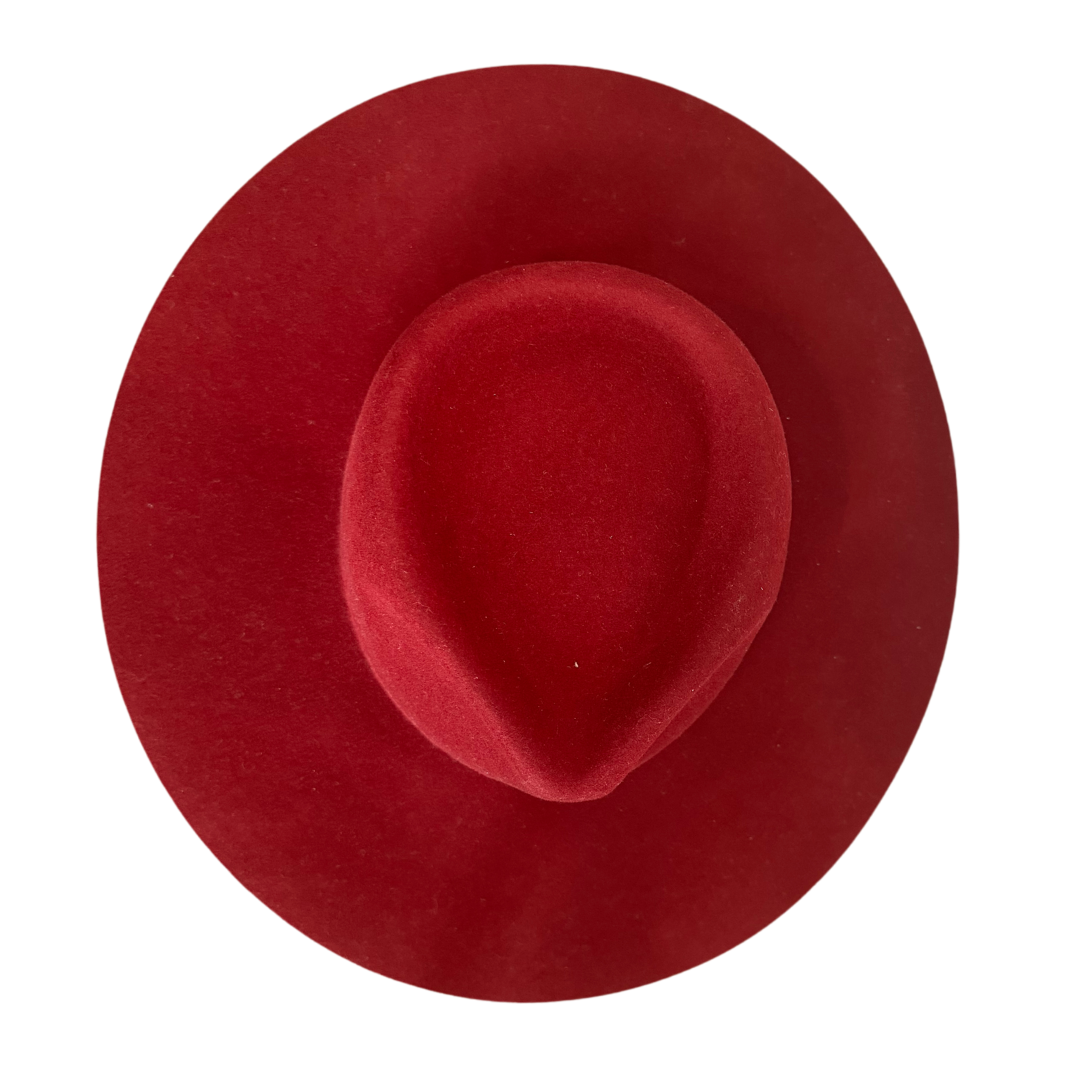 Fedora - Wide Brim Pointed Crown (Burgundy)