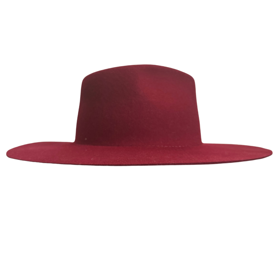 Fedora - Wide Brim Pointed Crown (Burgundy)