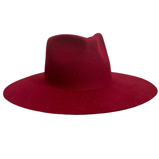 Fedora - Wide Brim Pointed Crown (Burgundy)