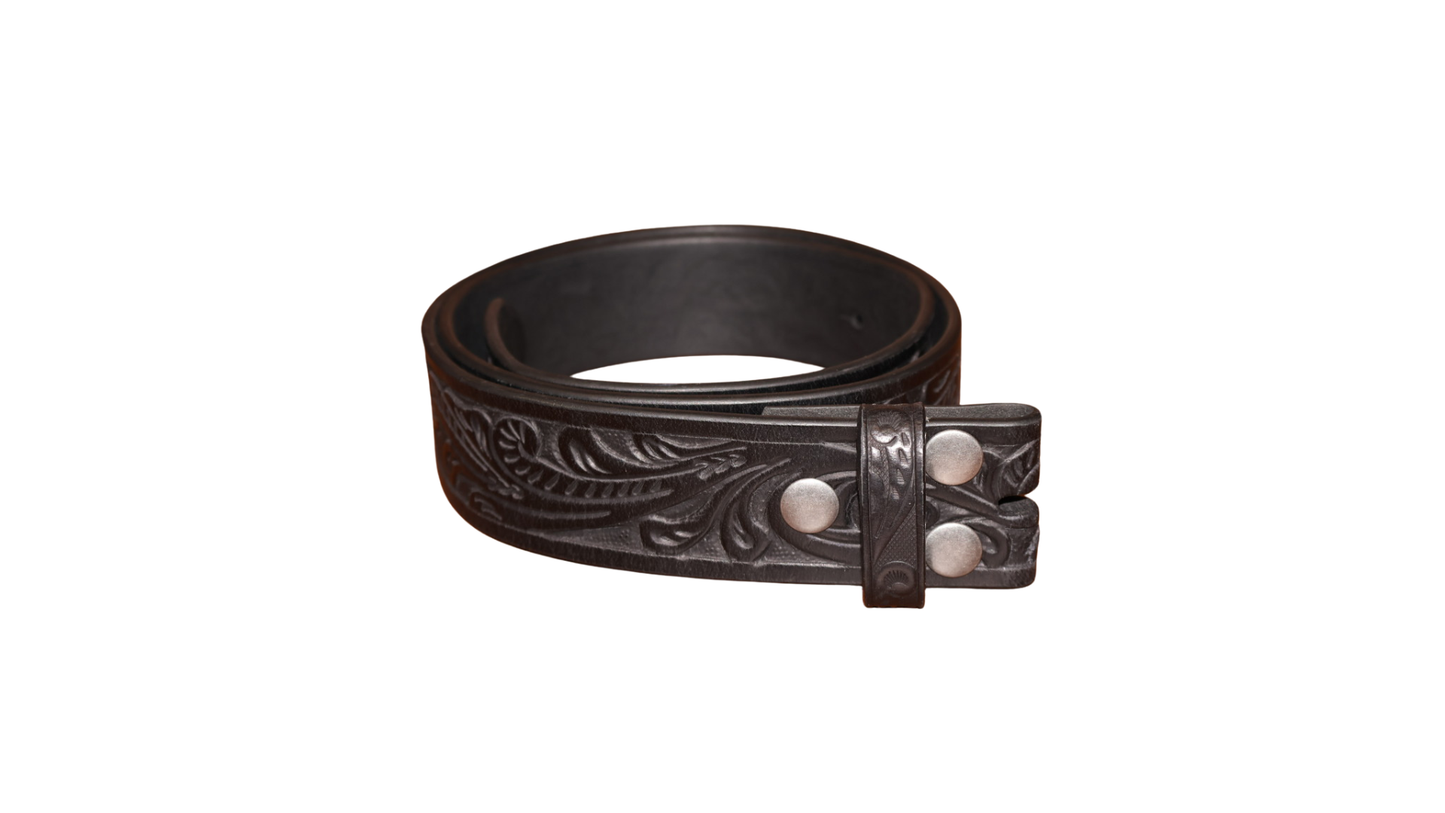 Black Floral Snap Belt