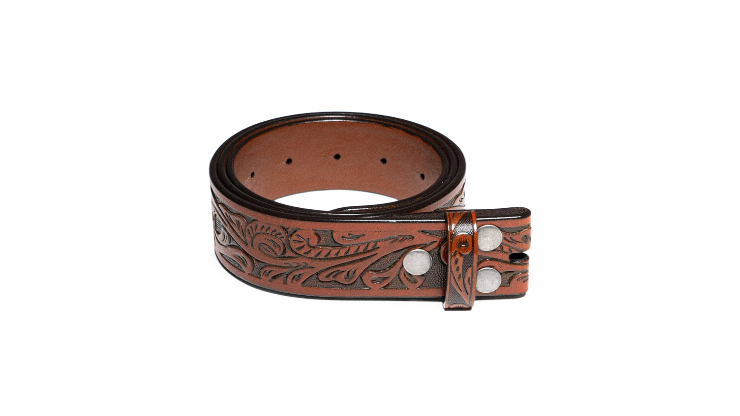 Tan Floral Snap Belt