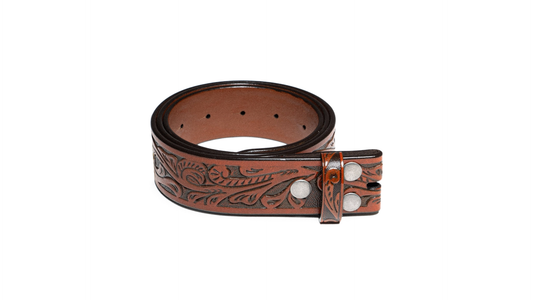 Tan Floral Snap Belt