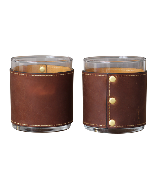 Leather-Wrapped Rocks Glass